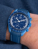 Curved Vertech Rubber Strap - Blue & White Stitches