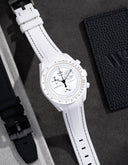 Curved Vertech Rubber Strap - White & Black Stitches
