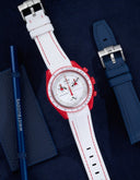 Curved Vertech Rubber Strap - White & Red Stitches